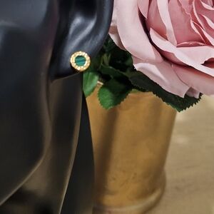 18k Real Saudi Gold Green Earrings